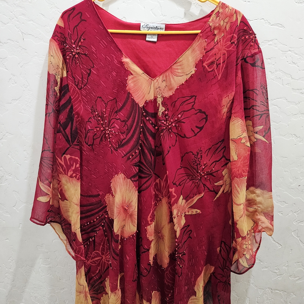Signature Red And Yellow Floral Blouse